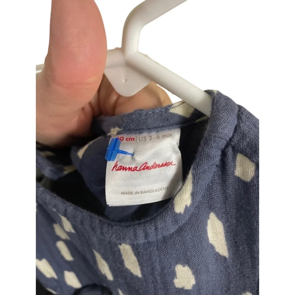 Hanna Andersson Tunic Pants Set Blue White Brushstroke Baby 3-6 Months Scandi